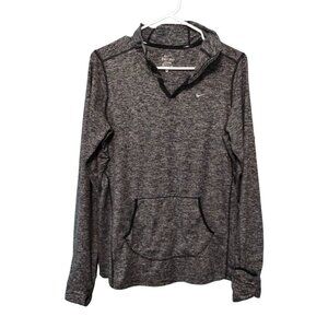 Nike *FLAWS*  Dri-Fit Running Top Gray Element Thumb Hole Hand Warmer Pullover